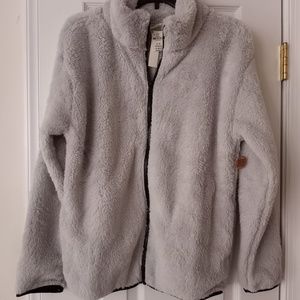 NWT Victorias Secret Full Zip Fleece Jacket MEDIUM GRAY